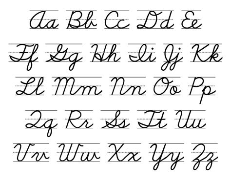 Cursive Letters Chart Printable