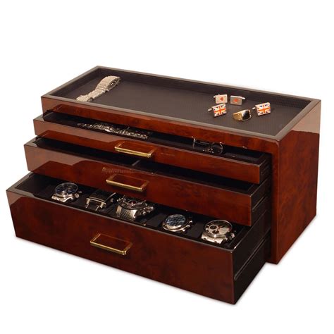 Hardwood large wooden jewelry box organizer with mirror and lock swing ...