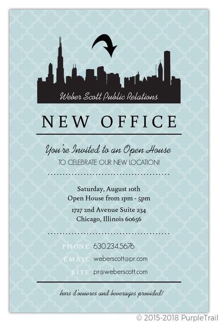 Blue Skyline Open House Invitation | Business Open House Invitations