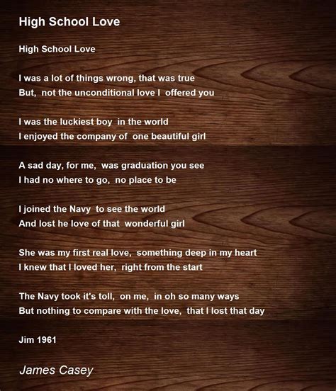 High School Love - High School Love Poem by James Casey