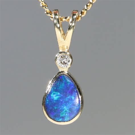 Natural Australian Boulder Opal and Diamond 18k Gold Pendant Code -GPA