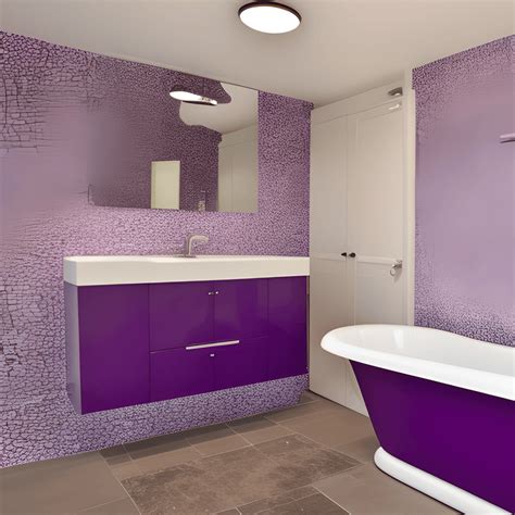 Purple Bathroom with Sink and Wall Paintings · Creative Fabrica