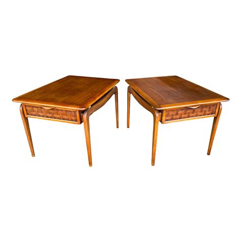 Andre Bus for Lane Perception Mid Century Walnut Side End Table-A Pair | Chairish