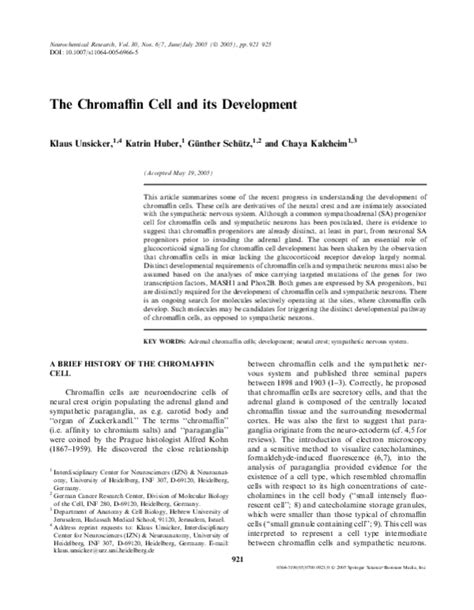 (PDF) The Chromaffin Cell and its Development | Chaya Kalcheim - Academia.edu