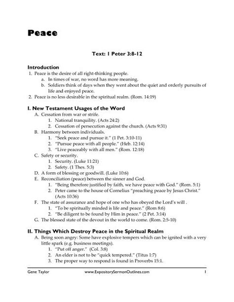 Sermon Outline On The Peace Of Christ - Free Sermon Outlines