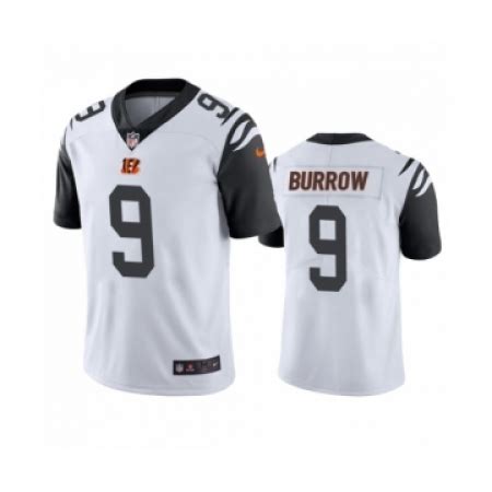 Cincinnati Bengals #9 Joe Burrow Color Rush Limited White Jersey Size S