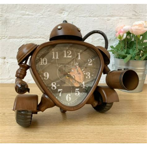 Industrial Desk Clock Retro Robot Figure Vintage Style Metal Kids ...