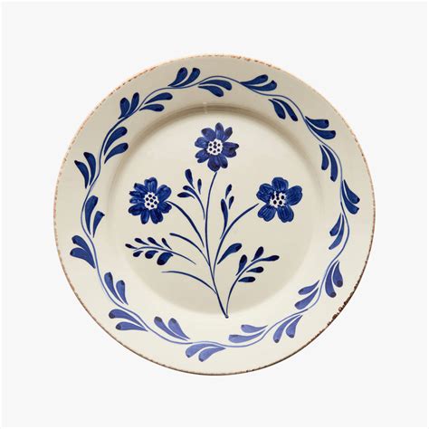 Casa Nuno Blue Flower Plate - Hand Painted Dinnerware - Dear Keaton