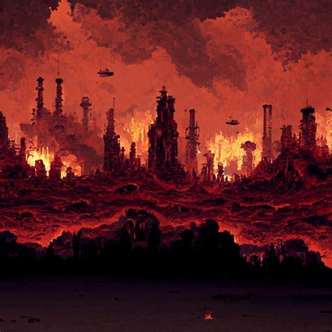 pixel art hell background without human | Midjourney