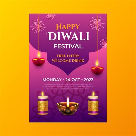 Free Vector | Realistic vertical flyer template for diwali celebration