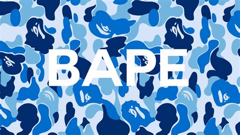 Downloaden Bape Blaues Namenslogo Wallpaper | Wallpapers.com