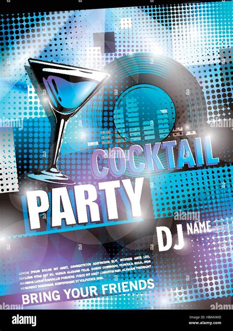 fantastic cocktail party poster design with abstract background Stock ...