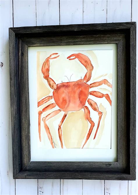 Red Crab Watercolor Painting Crab Wall Decor Sea Life Fine - Etsy