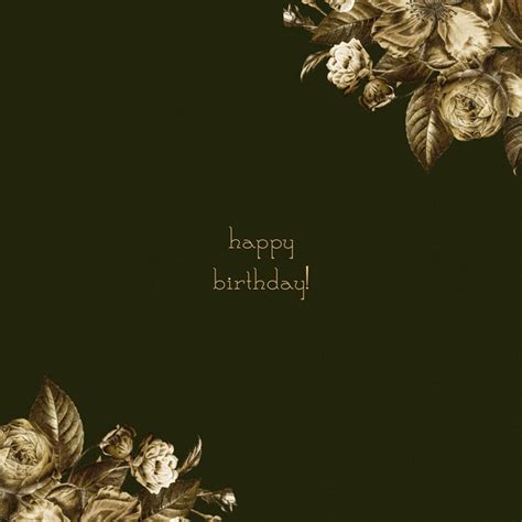 Green Background Happy Birthday Golden Flowers | Boomf