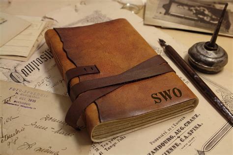 chestnut brown leather journal – romantic notebook – diary with vintage style pages – the autumn ...