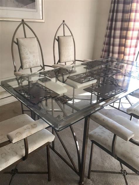 Beautiful gothic style dining table with 6 chairs and matching wine ...