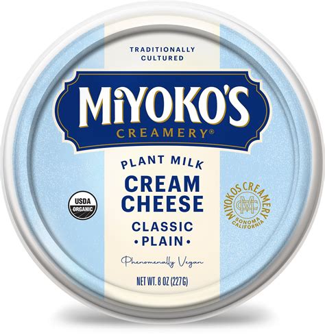 Amazon.com: MIYOKO'S CREAMERY Organic Vegan Cream Cheese, Classic Plain ...