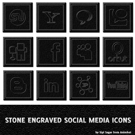 Stone Engraved Social Media Icons