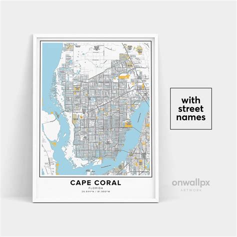 Cape Coral Map Print, Street Names Cape Coral Print, Printable Map of ...