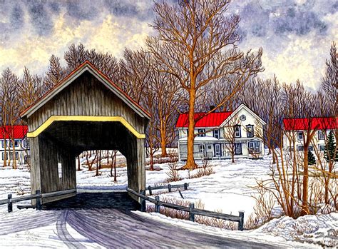 Covered Bridge Warren Vt Painting by Thelma Winter - Pixels