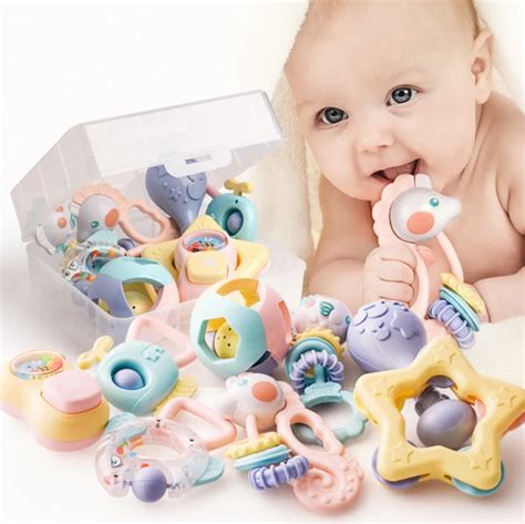 8pcsLovely Baby Toys Newborn Teether Hand Bells Baby Toys 3 12 Months Teething Development ...