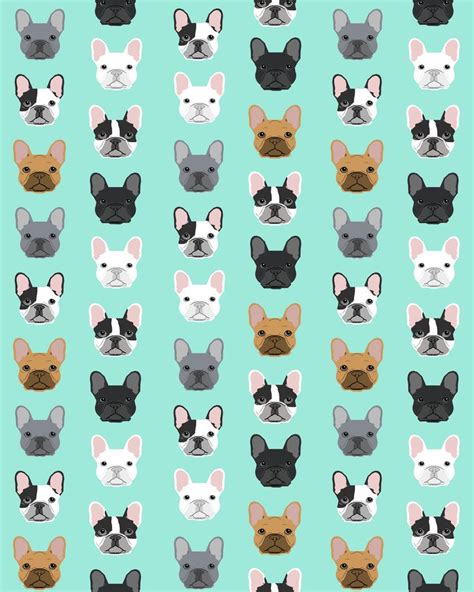 french bulldogs and puppies on a blue background seamless wallpaper ...