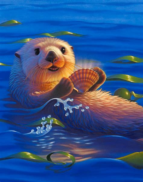 Sea Otters by Leland Klanderman in 2021 | Otter illustration, Otter art ...