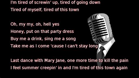 Tom Petty And The Heartbreakers - Mary Jane's Last Dance (lyrics) - YouTube