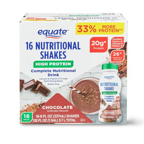 Equate Nutritional High Protein Shakes, Chocolate, 20g Protein, 16 ...