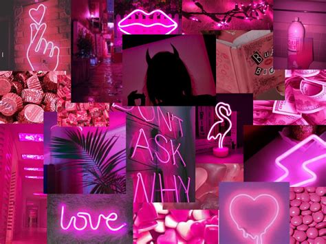 Neon Pink Aesthetic Wallpaper - Neon Pink Aesthetic Wallpaper Collage | hiscrape
