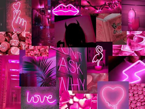 Neon Pink Aesthetic Wallpaper - Neon Pink Aesthetic Wallpaper Collage ...