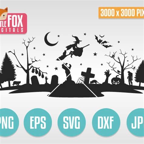 SVG HALLOWEEN SCENE. Scene Cuttable Design. Silhouette Cameo. - Etsy