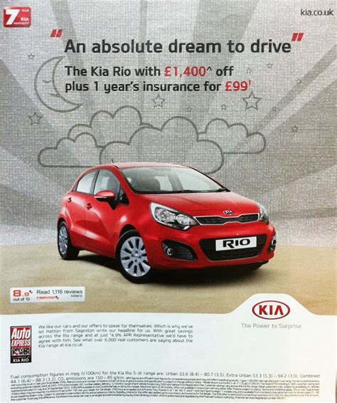 Reevoo ratings on a #Kia ad published in The Guardian weekend magazine ...