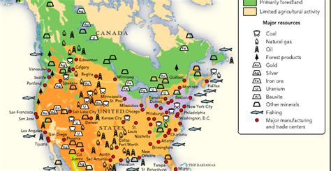 North America Natural Resources Map