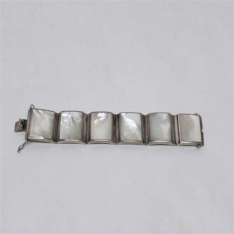 Sterling Silver & Mother of Pearl Chunky Bracelet