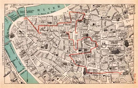 1908 Lithograph Map Plan Rome Tiber River Pantheon Route Piazza Navona XGJA5 | Piazza navona ...