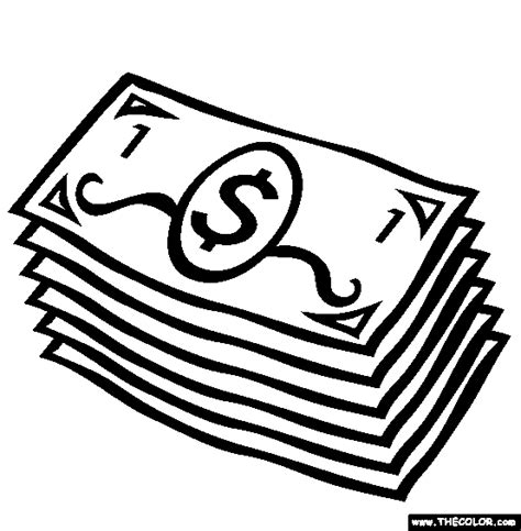 Paper Money Coloring Page | Free Paper Money Online Coloring