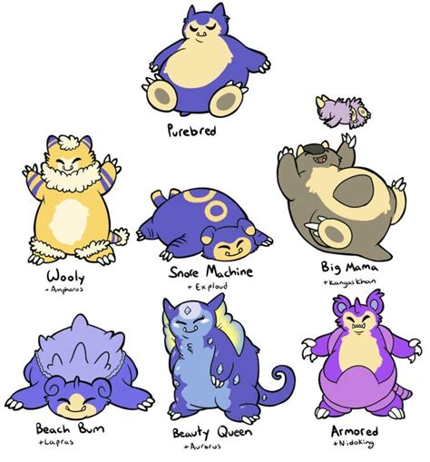 Snorlax Variations by Lucheek | Pokemon breeds, Pokemon, Pokemon pokedex