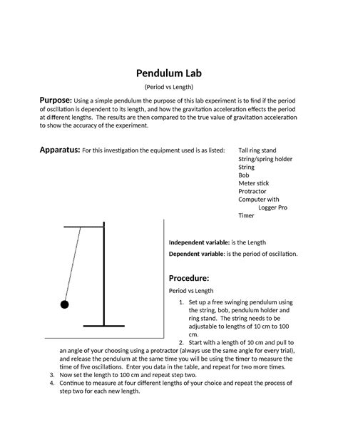 7-3 answers Lab 7-Ballistic Pendulum - Pendulum Lab (Period vs Length) Purpose: Using a simple ...