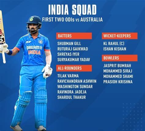 India vs Australia 3 Match ODI Series 2023 Full Squads List, Schedule ...