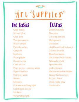 Art Supply List for Home | Art supplies list, Homeschool supplies, Kindergarten supply list