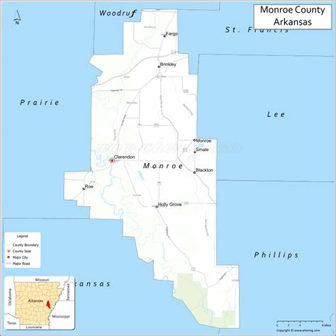 Map of Monroe County, Arkansas - Where is Located, Cities, Population ...