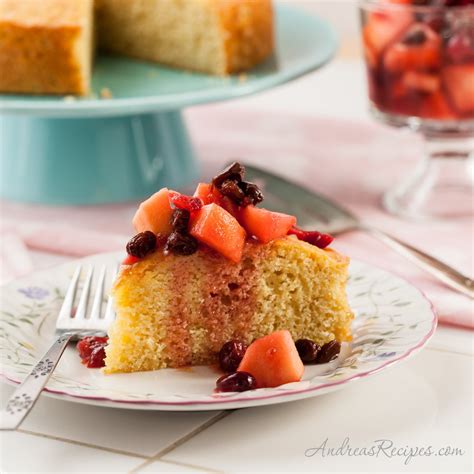 Meyer Lemon Polenta Cake Recipe with Winter Fruit Compote - Andrea Meyers