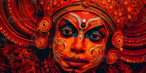 Theyyam Face Traditional makeup, Art From Kerala, India. Wallpapers ...