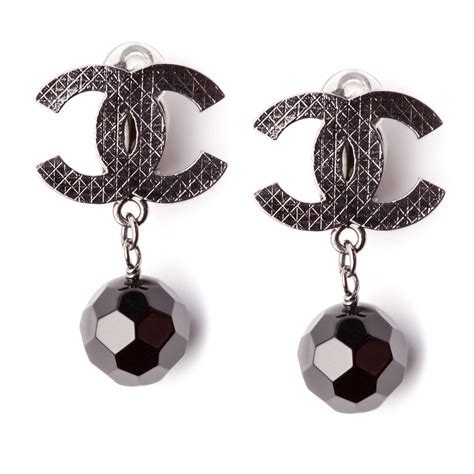 Chanel - Black pearl CC drop earrings - 4element