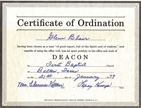 Certificate Of Ordination For Deaconess Example For Ordination Certificate Templates - Best ...