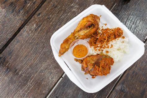 Thai Fried Chicken with Sticky Rice Stock Photo - Image of grilled ...