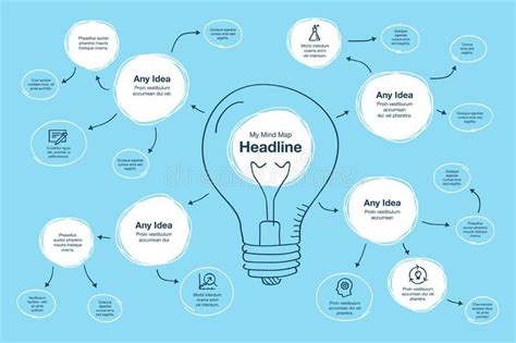 Hand drawn infographic for mind map visualization template with light ...