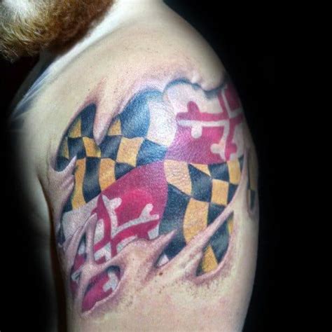 50 Fantastic Maryland Flag Tattoo Ideas for Men