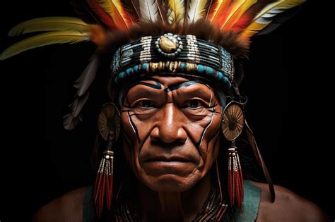 Premium AI Image | Portrait of a chief of an Amazon tribe dressed in ceremony